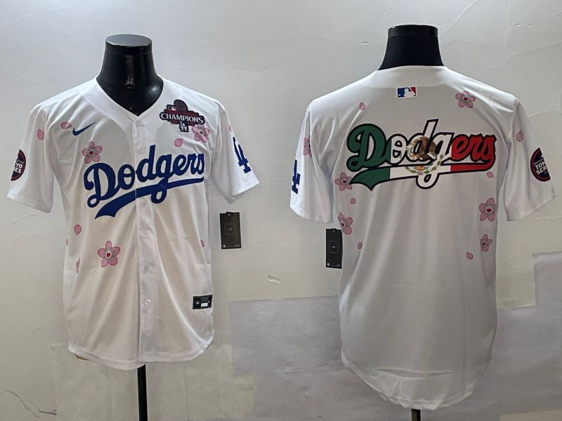 Men Los Angeles Dodgers Blank White Sakura Edition 2025 Nike MLB Jersey style 8->los angeles dodgers->MLB Jersey